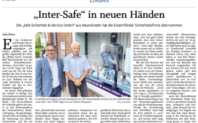 Die SAFE Sicherheit & Service GmbH hat das Eckernförder Unternehmen „inter-SAFE GmbH“ übernommen. Lesen Sie hier mehr: